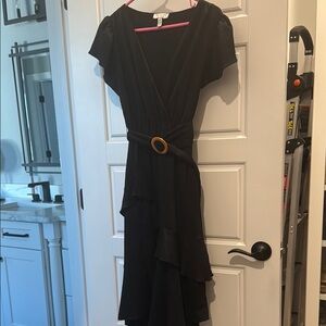 Black Tiered Ruffled Sheath Dress